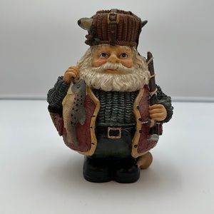 Resin Fisherman Santa Statue Figurine Nautical Fishing Trout